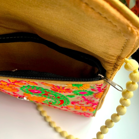 Bikaner House Colourful Hand-Embroidered Casual Clutch w/ Fun Bubble Strap - Picture 7 of 10